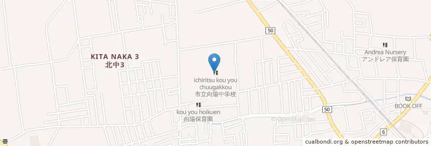 Mapa de ubicacion de 市立向陽中学校 en ژاپن, 埼玉県, 所沢市.
