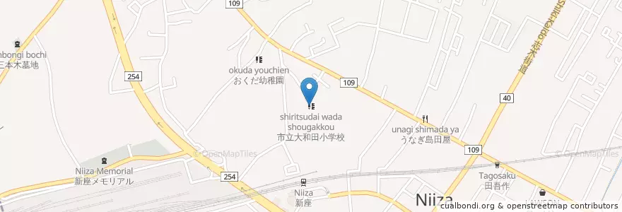 Mapa de ubicacion de 市立大和田小学校 en ژاپن, 埼玉県, 新座市.