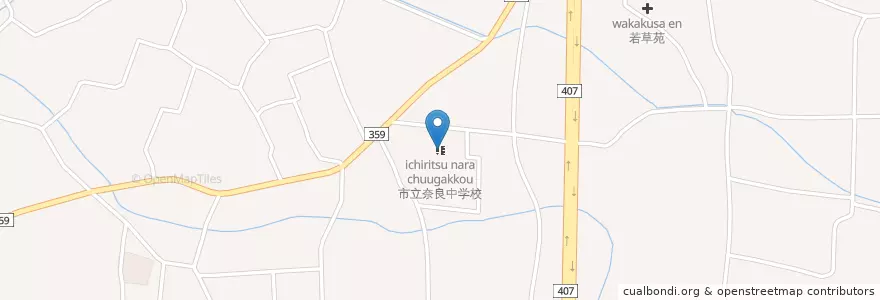 Mapa de ubicacion de 熊谷市立奈良中学校 en 日本, 埼玉县, 熊谷市.