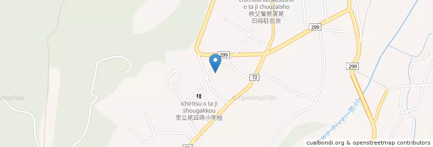 Mapa de ubicacion de 秩父市立尾田蒔中学校 en 日本, 埼玉県, 秩父市.