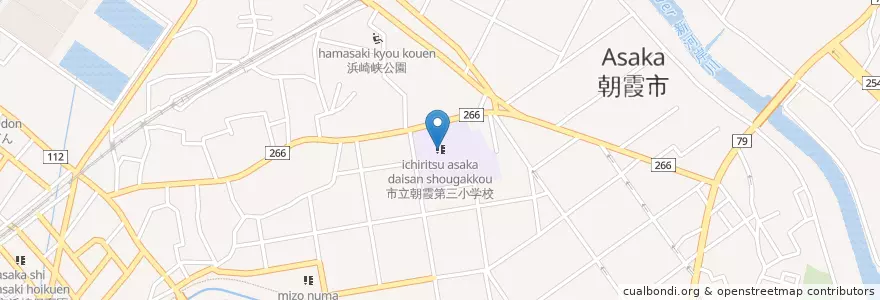 Mapa de ubicacion de 市立朝霞第三小学校 en Japan, Saitama Prefecture, Asaka.