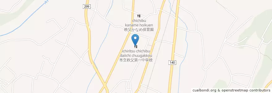 Mapa de ubicacion de 市立秩父第一中学校 en اليابان, 埼玉県, 秩父市.