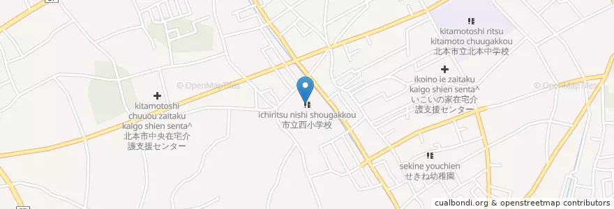 Mapa de ubicacion de 市立西小学校 en اليابان, 埼玉県, 北本市.