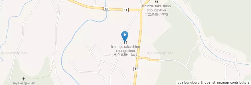 Mapa de ubicacion de 秩父市立高篠中学校 en Japão, 埼玉県, 秩父市.