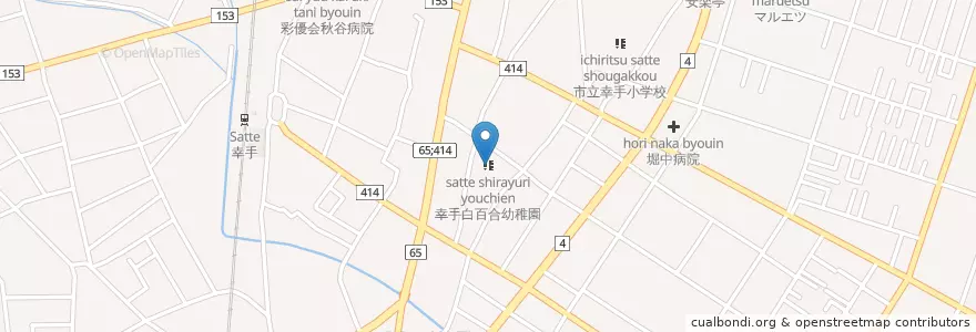 Mapa de ubicacion de 幸手白百合幼稚園 en 日本, 埼玉県, 幸手市.