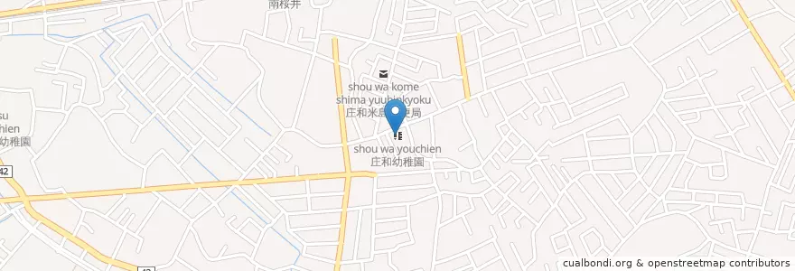 Mapa de ubicacion de 庄和幼稚園 en 日本, 埼玉県, 春日部市.
