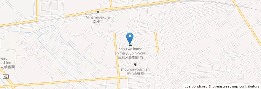 Mapa de ubicacion de 庄和米島郵便局 en Japão, 埼玉県, 春日部市.