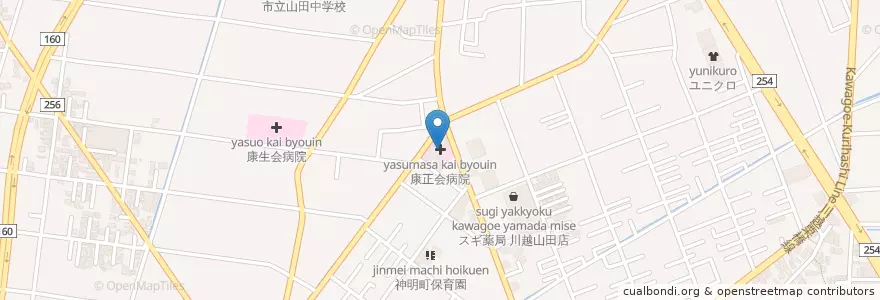 Mapa de ubicacion de 康正会病院 en Japão, 埼玉県, 川越市.
