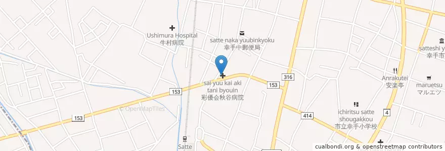Mapa de ubicacion de 彩優会秋谷病院 en Japón, Prefectura De Saitama, 幸手市.