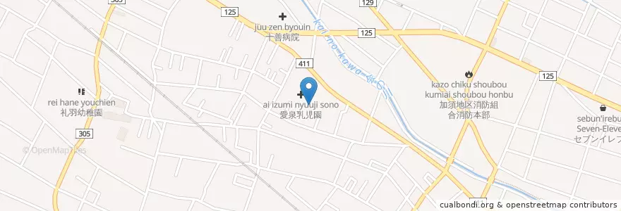 Mapa de ubicacion de 愛泉乳児園 en Japan, Saitama Prefecture, Kazo.