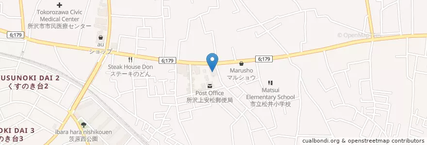 Mapa de ubicacion de 埼玉西部消防局 所沢東消防署 en اليابان, 埼玉県, 所沢市.