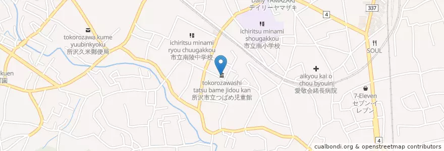 Mapa de ubicacion de 所沢市立つばめ児童館 en ژاپن, 埼玉県, 所沢市.