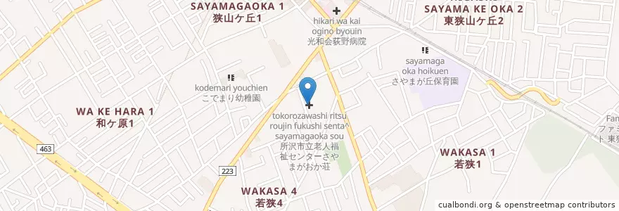 Mapa de ubicacion de 所沢市立老人福祉センターさやまがおか荘 en اليابان, 埼玉県, 所沢市.