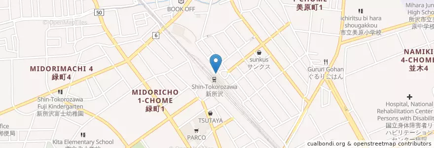 Mapa de ubicacion de 所沢警察署新所沢駅前交番 en 일본, 사이타마현, 所沢市.
