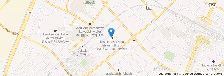 Mapa de ubicacion de 春日部市立第三保育所 en Япония, Сайтама, 春日部市.