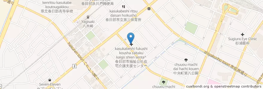 Mapa de ubicacion de 春日部市総合福祉センター en 日本, 埼玉县, 春日部市.