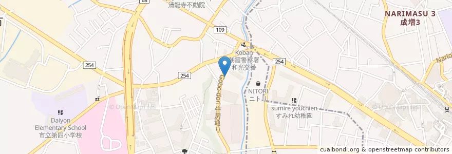 Mapa de ubicacion de 朝霞地区一部事務組合 埼玉県南西部消防 和光消防署 白子分署 en اليابان, 埼玉県, 和光市.