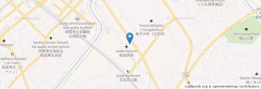 Mapa de ubicacion de 朝霞病院 en Япония, Сайтама, 朝霞市.
