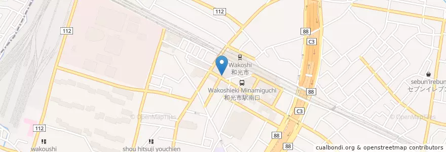 Mapa de ubicacion de 朝霞警察署 和光市駅前交番 en Japão, 埼玉県, 和光市.