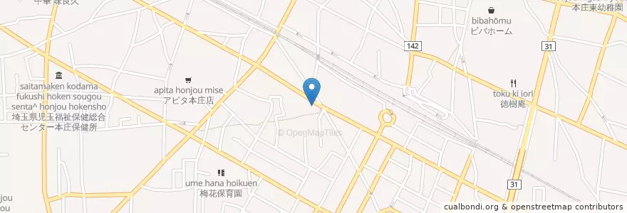 Mapa de ubicacion de 本庄七軒町郵便局 en 일본, 사이타마현, 本庄市.