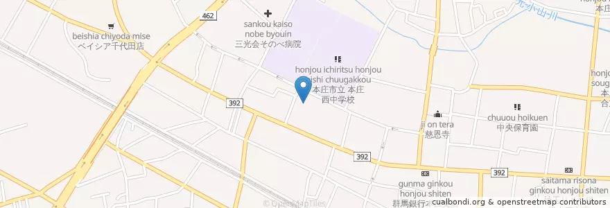 Mapa de ubicacion de 本庄市立図書館 en Japão, 埼玉県, 本庄市.