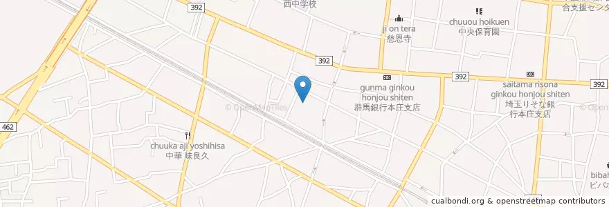 Mapa de ubicacion de 本庄福島病院 en Japón, Prefectura De Saitama, 本庄市.