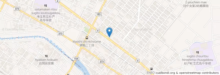 Mapa de ubicacion de 杉戸清地郵便局 en Japão, 埼玉県, 北葛飾郡, 杉戸町.