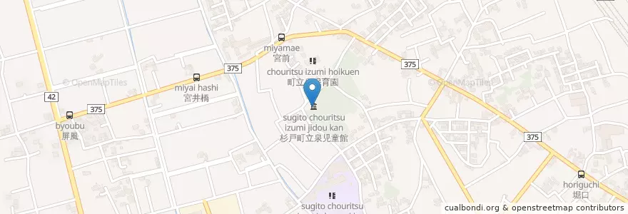 Mapa de ubicacion de 杉戸町立泉児童館 en 日本, 埼玉県, 北葛飾郡, 杉戸町.