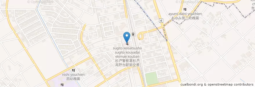 Mapa de ubicacion de 杉戸高野台郵便局 en اليابان, 埼玉県, 北葛飾郡, 杉戸町.
