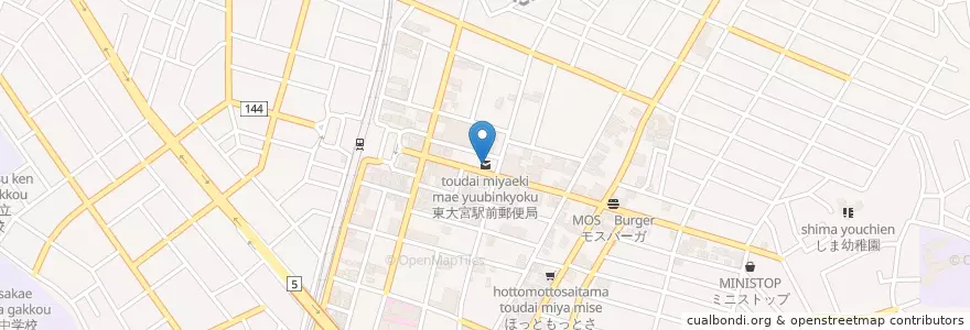 Mapa de ubicacion de 東大宮駅前郵便局 en Jepun, 埼玉県, さいたま市, 見沼区.