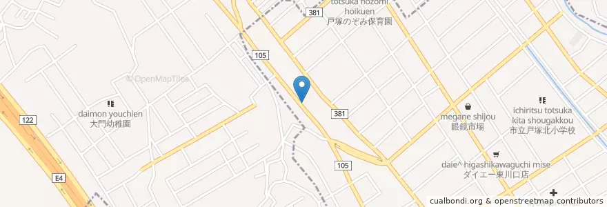 Mapa de ubicacion de 東川口一郵便局 en Japonya, 埼玉県, さいたま市, 緑区.