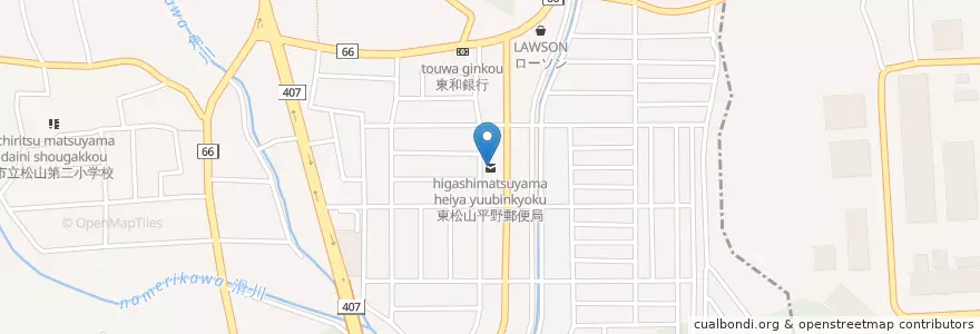 Mapa de ubicacion de 東松山平野郵便局 en 日本, 埼玉县, 東松山市.