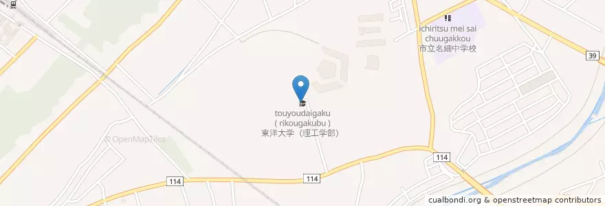 Mapa de ubicacion de 東洋大学（理工学部） en 日本, 埼玉県, 川越市.