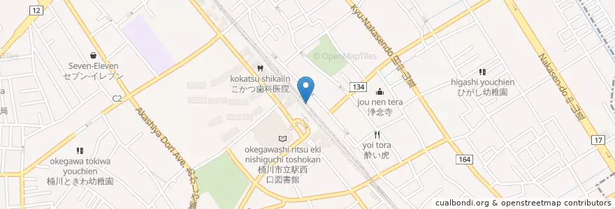 Mapa de ubicacion de 桶川市立駅西口図書館 en Japon, Préfecture De Saitama, 桶川市.