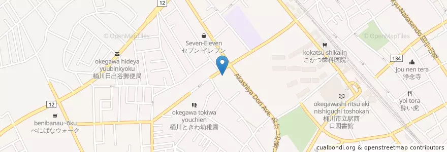 Mapa de ubicacion de 桶川郵便局 en Japon, Préfecture De Saitama, 桶川市.