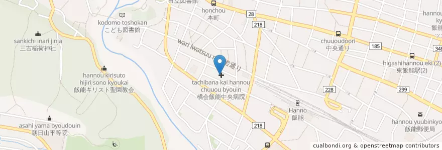 Mapa de ubicacion de 橘会 飯能中央病院 en اليابان, 埼玉県, 飯能市.