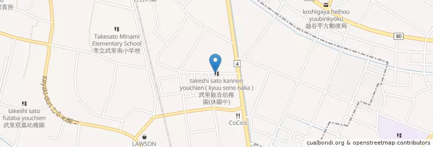 Mapa de ubicacion de 武里観音幼稚園(休園中) en Japan, Saitama Prefecture, Kasukabe.