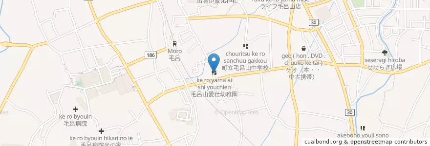 Mapa de ubicacion de 毛呂山愛仕幼稚園 en 일본, 사이타마현, 入間郡, 毛呂山町.