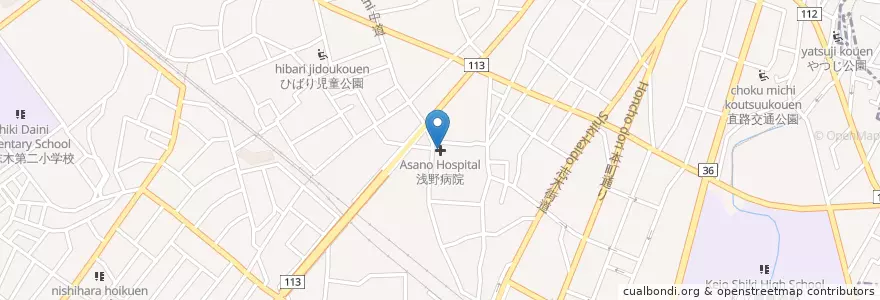 Mapa de ubicacion de 浅野病院 en ژاپن, 埼玉県, 志木市.