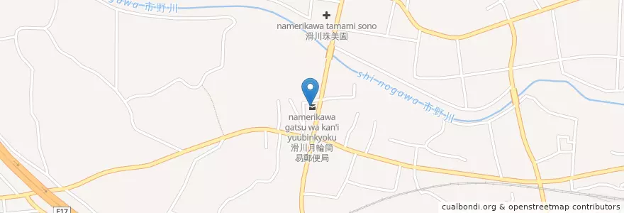 Mapa de ubicacion de 滑川月輪簡易郵便局 en 일본, 사이타마현, 比企郡, 滑川町.