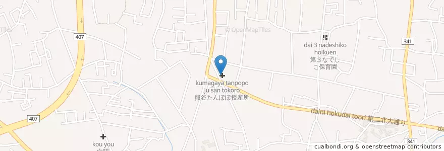 Mapa de ubicacion de 熊谷たんぽぽ授産所 en Japonya, 埼玉県, 熊谷市.