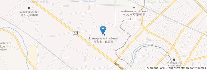 Mapa de ubicacion de 熊谷太井保育園 en 日本, 埼玉県, 熊谷市.