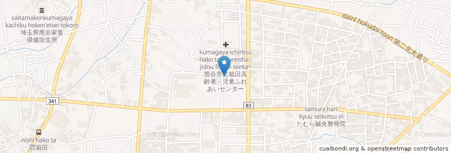 Mapa de ubicacion de 熊谷市立箱田保育所 en 日本, 埼玉県, 熊谷市.