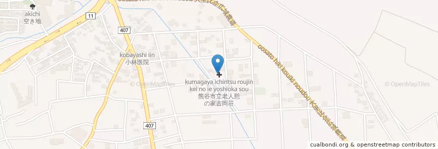 Mapa de ubicacion de 熊谷市立老人憩の家吉岡荘 en اليابان, 埼玉県, 熊谷市.