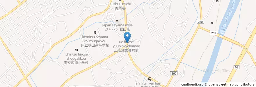 Mapa de ubicacion de 狭山上広瀬郵便局 en Japon, Préfecture De Saitama, 狭山市.