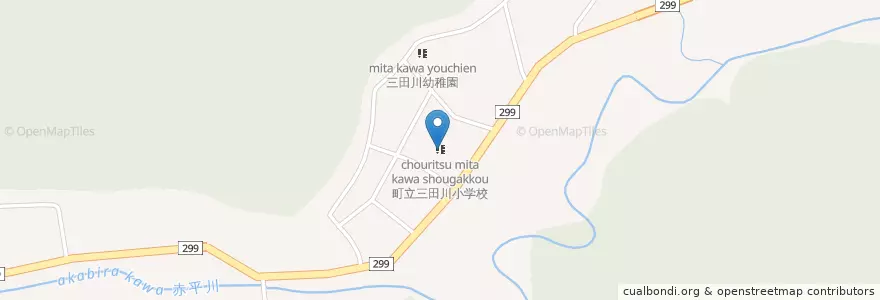Mapa de ubicacion de 町立三田川小学校 en Japão, 埼玉県, 秩父郡, 小鹿野町.