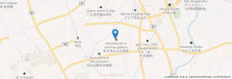 Mapa de ubicacion de 町立毛呂山中学校 en 日本, 埼玉县, 入間郡, 毛呂山町.