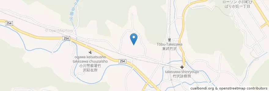 Mapa de ubicacion de 町立竹沢小学校 en 日本, 埼玉县, 比企郡, 小川町.