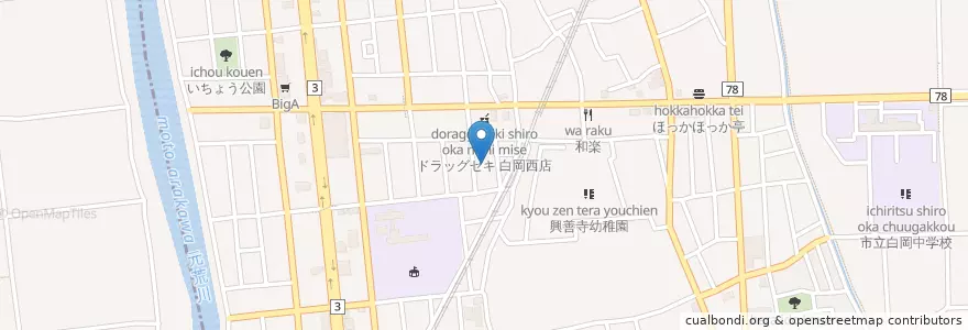 Mapa de ubicacion de 白岡市立西保育所 en 日本, 埼玉县, 白岡市.