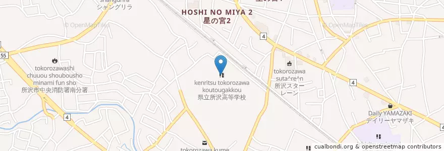 Mapa de ubicacion de 埼玉県立所沢高等学校 en Japon, Préfecture De Saitama, 所沢市.